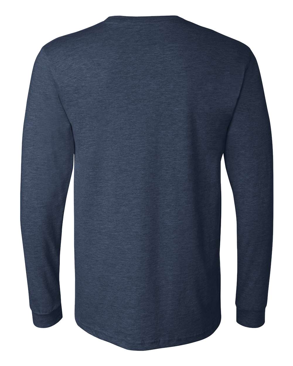 Heather CVC Long Sleeve Tee - Back - B02906652 - Heather Navy