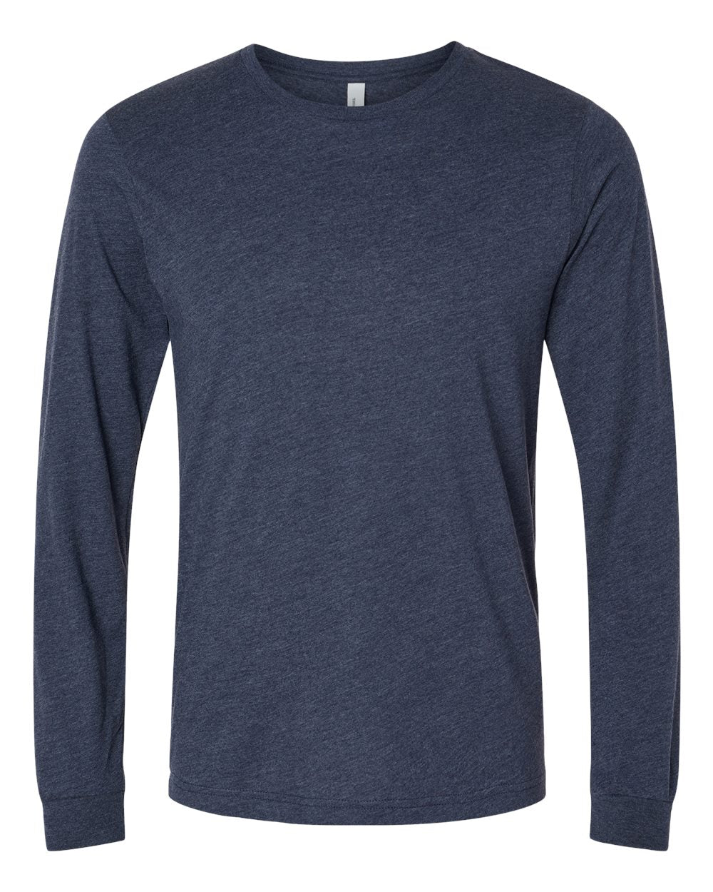 Heather CVC Long Sleeve Tee - Front - B02906062 - Heather Midnight Navy
