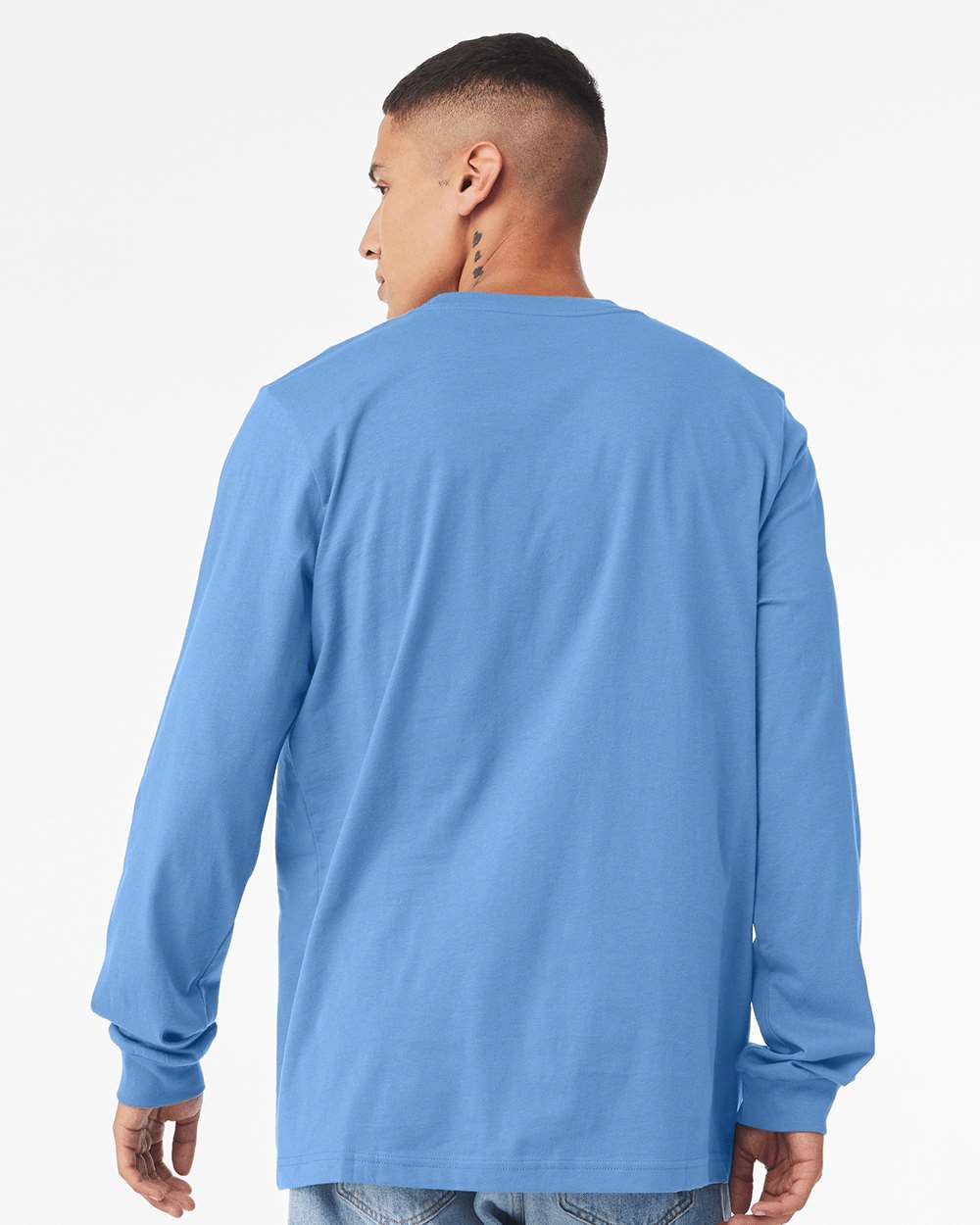 Heather CVC Long Sleeve Tee - OnModelBack - B02906022 - Heather Carolina Blue