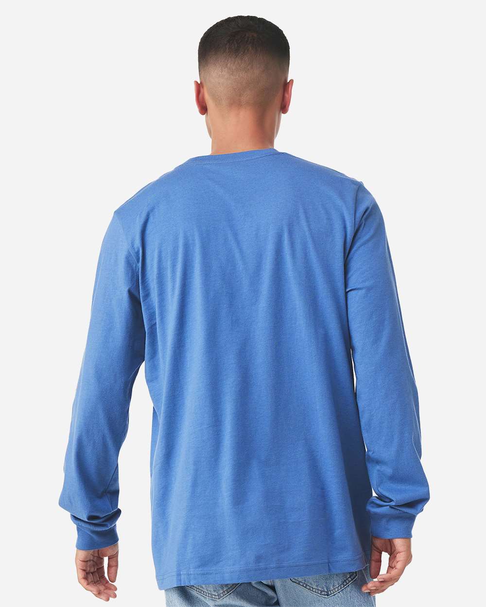 Heather CVC Long Sleeve Tee - OnModelBack - B02906042 - Heather Columbia Blue