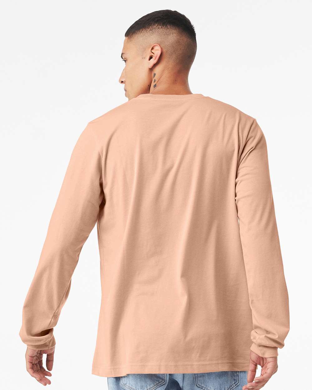 Heather CVC Long Sleeve Tee - OnModelBack - B02906112 - Heather Peach