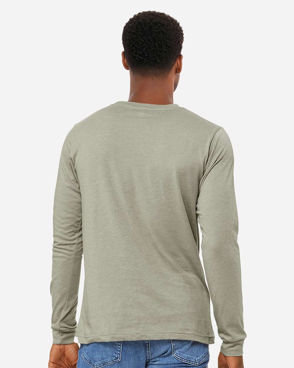 Heather CVC Long Sleeve Tee - OnModelBack - B02906132 - Heather Stone