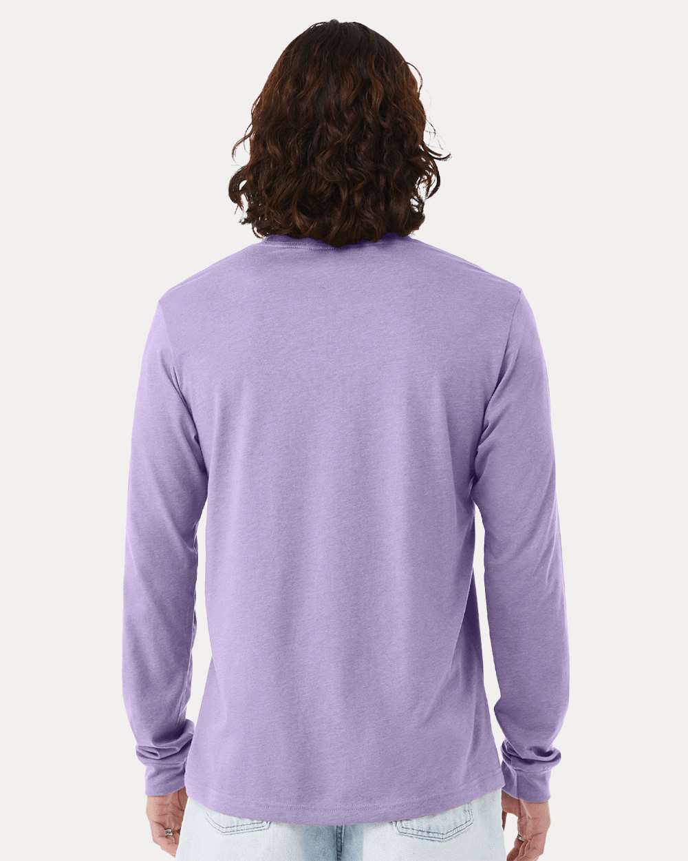 Heather CVC Long Sleeve Tee - OnModelBack - B02906142 - Heather Dark Lavender