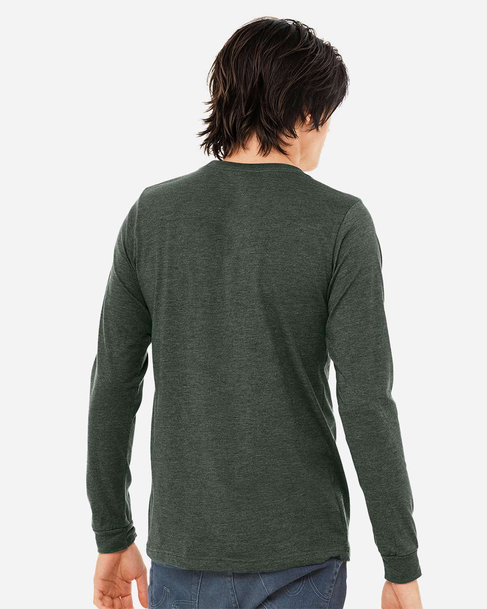 Heather CVC Long Sleeve Tee - OnModelBack - B02906572 - Heather Forest