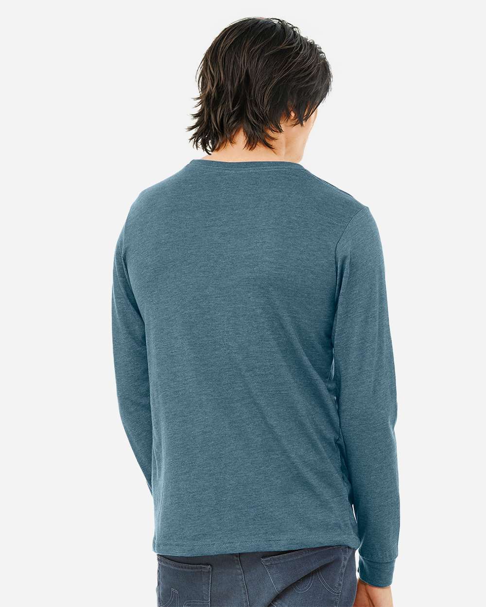 Heather CVC Long Sleeve Tee - OnModelBack - B02906772 - Heather Deep Teal