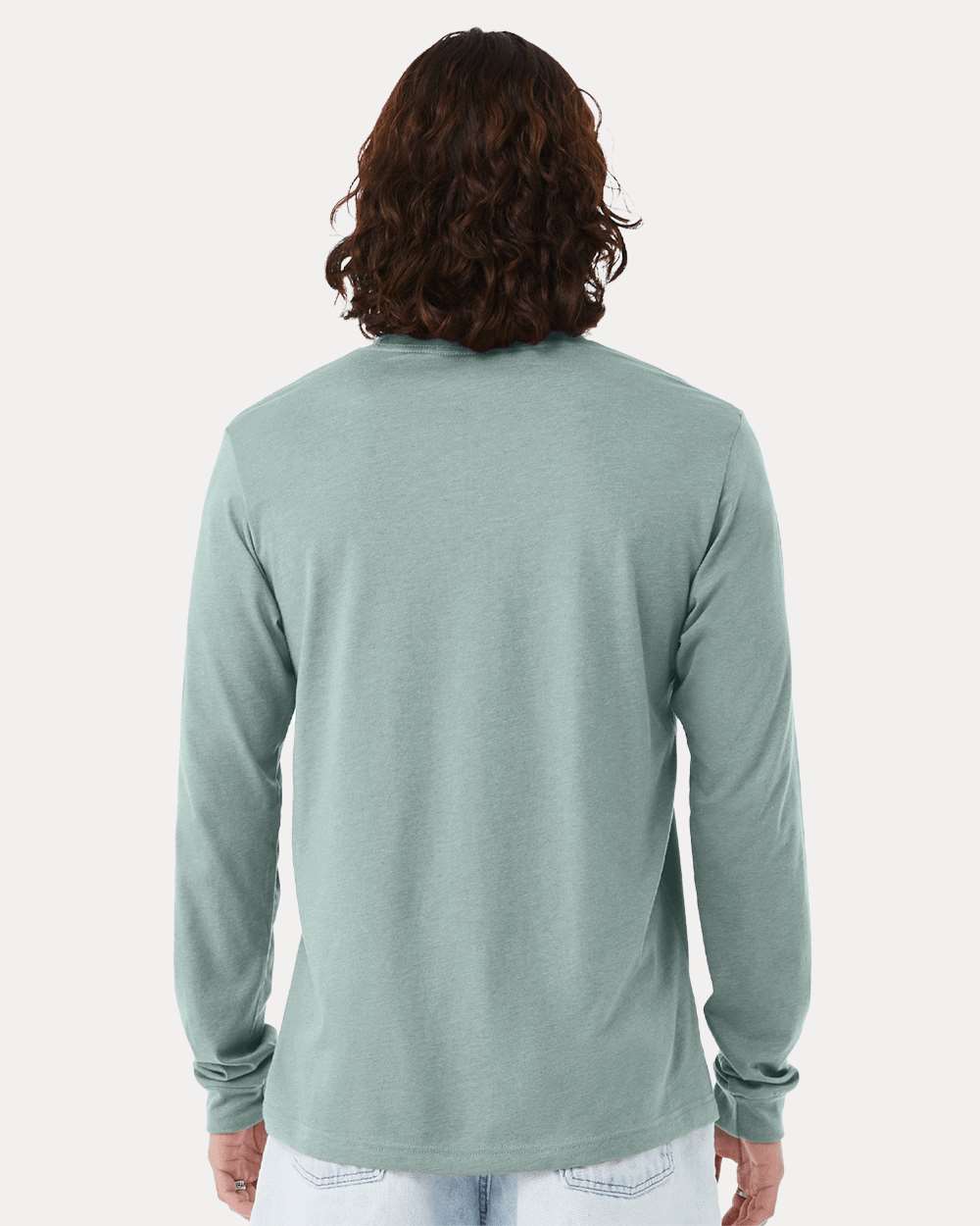Heather CVC Long Sleeve Tee - OnModelBack - B02906972 - Heather Dusty Blue
