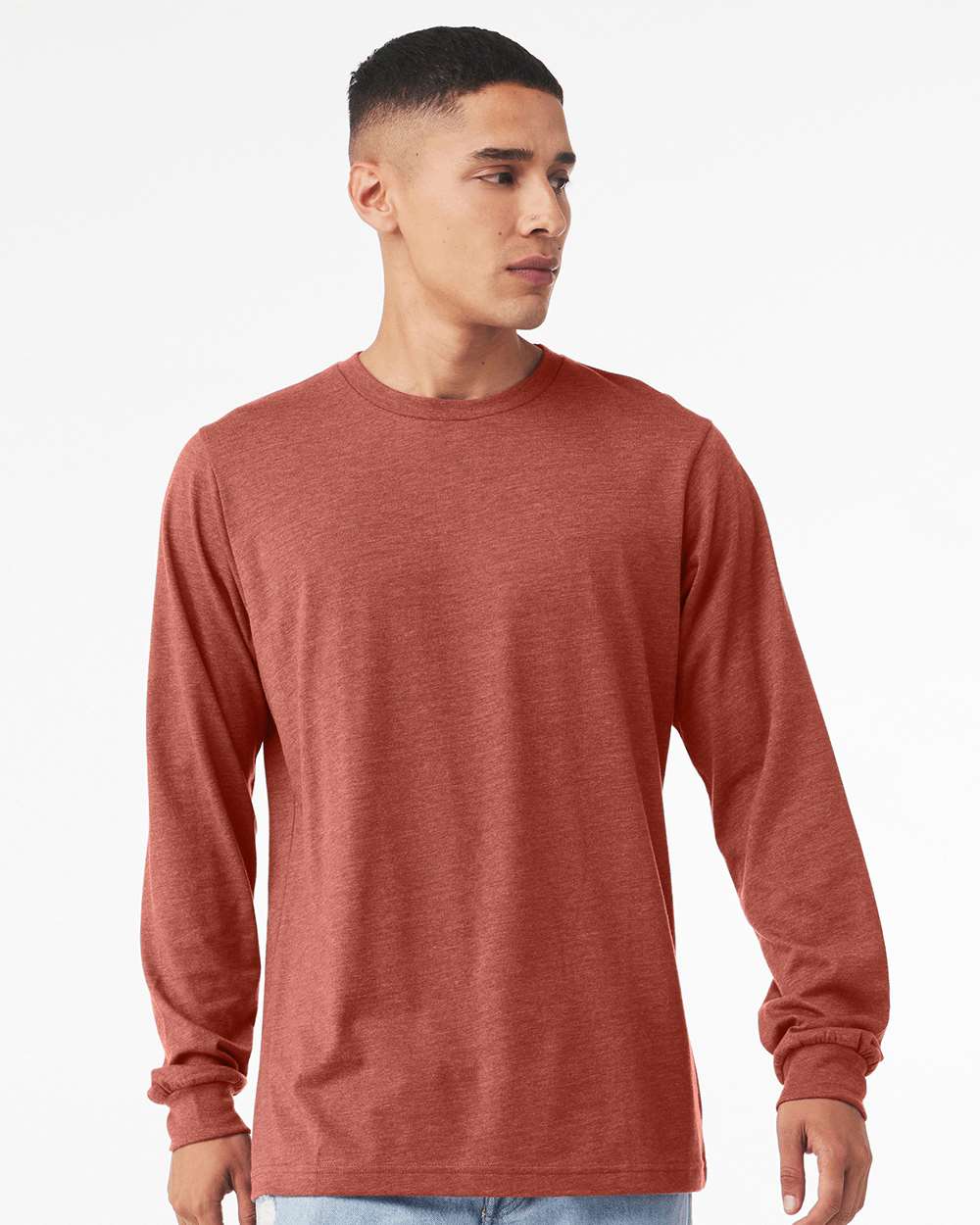 Heather CVC Long Sleeve Tee - OnModelFront - B02906032 - Heather Clay