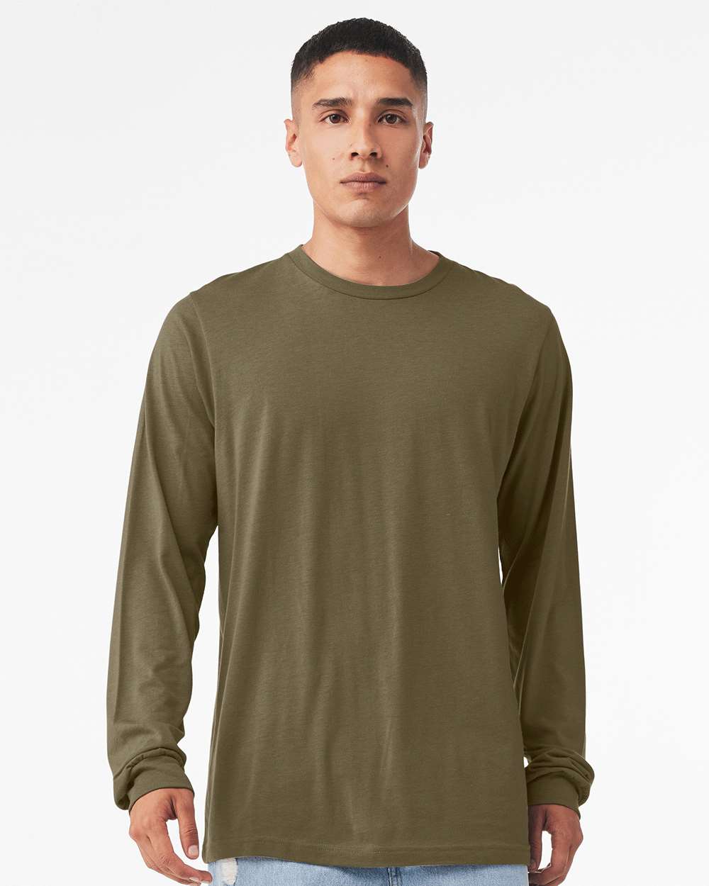 Heather CVC Long Sleeve Tee - OnModelFront - B02906082 - Heather Olive