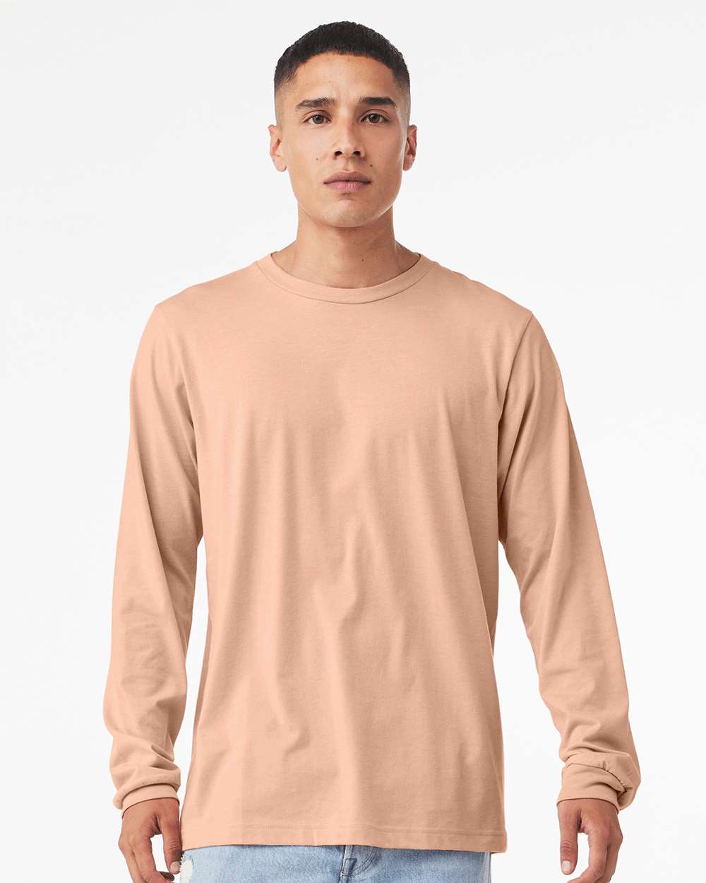 Heather CVC Long Sleeve Tee - OnModelFront - B02906112 - Heather Peach