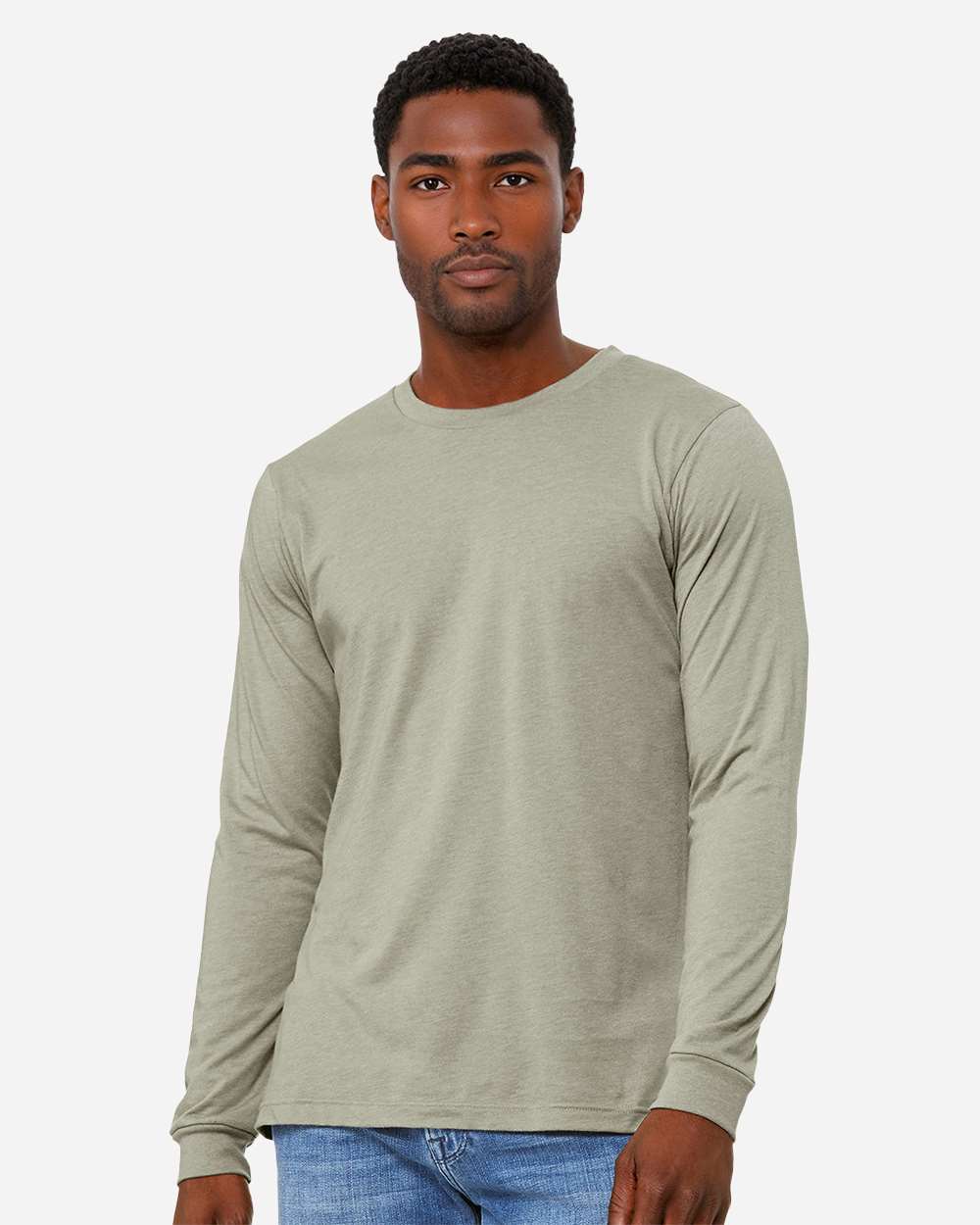 Heather CVC Long Sleeve Tee - OnModelFront - B02906132 - Heather Stone