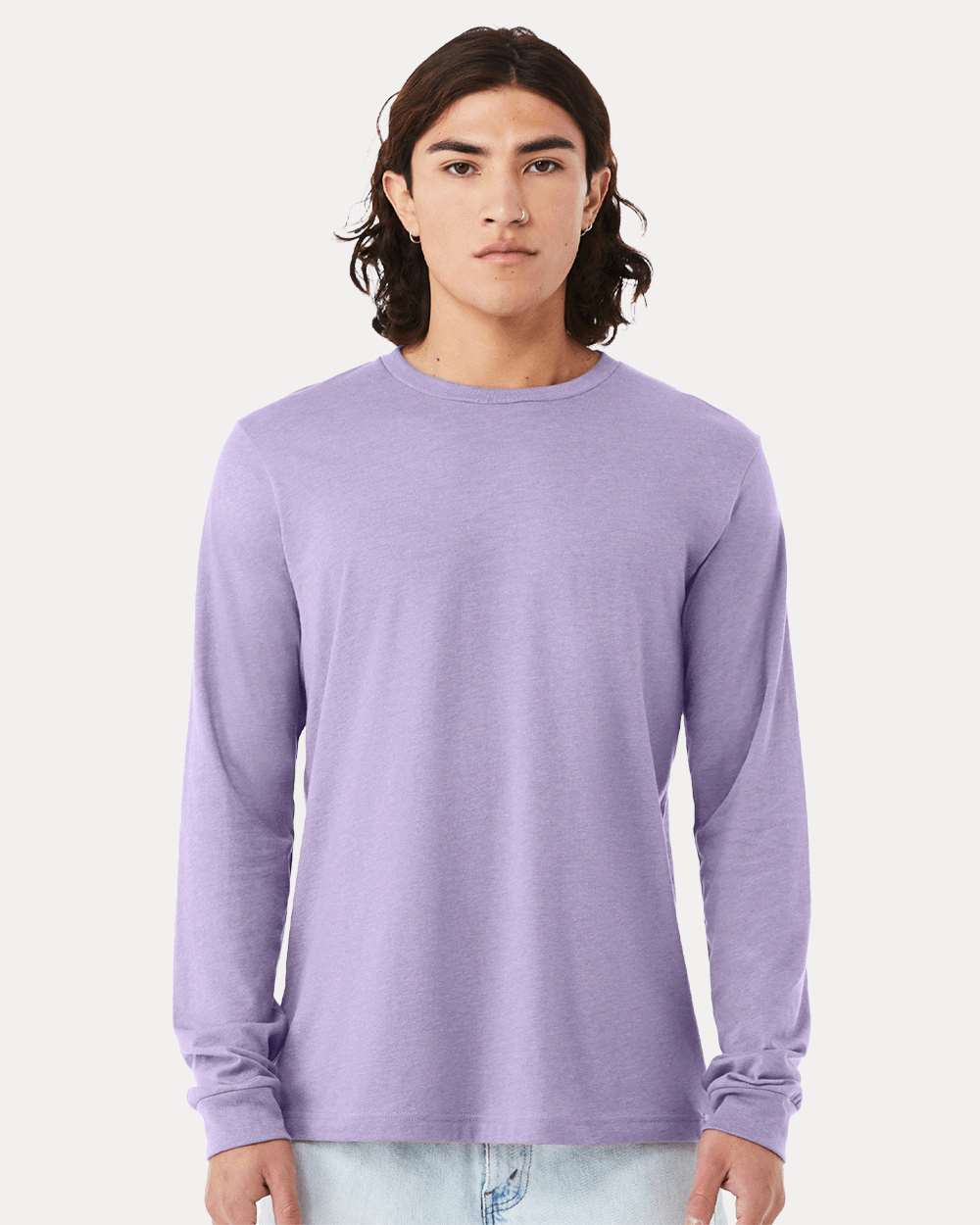 Heather CVC Long Sleeve Tee - OnModelFront - B02906142 - Heather Dark Lavender