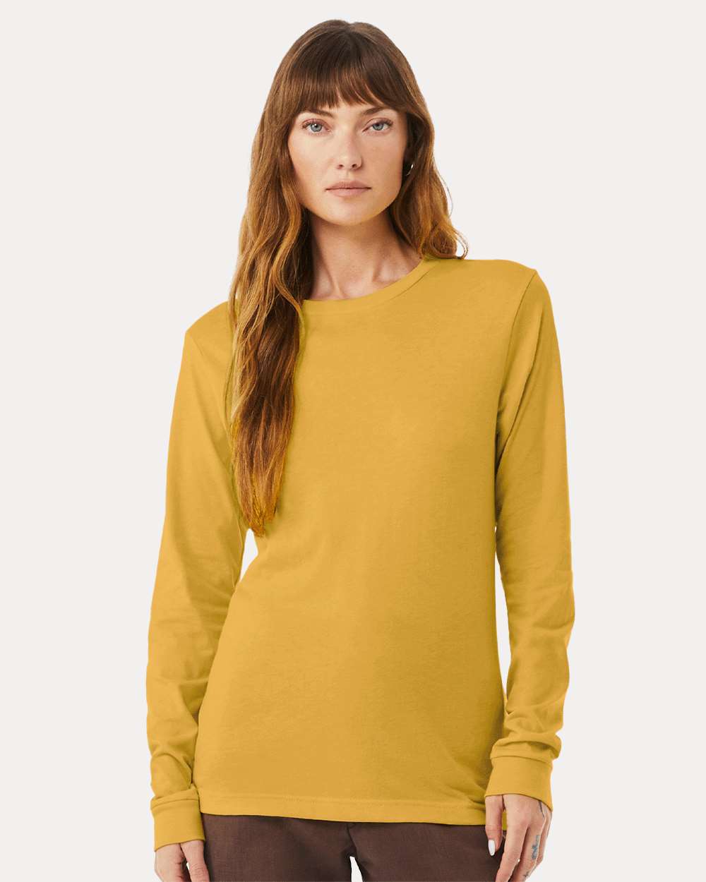 Heather CVC Long Sleeve Tee - OnModelFront - B02906162 - Heather Mustard