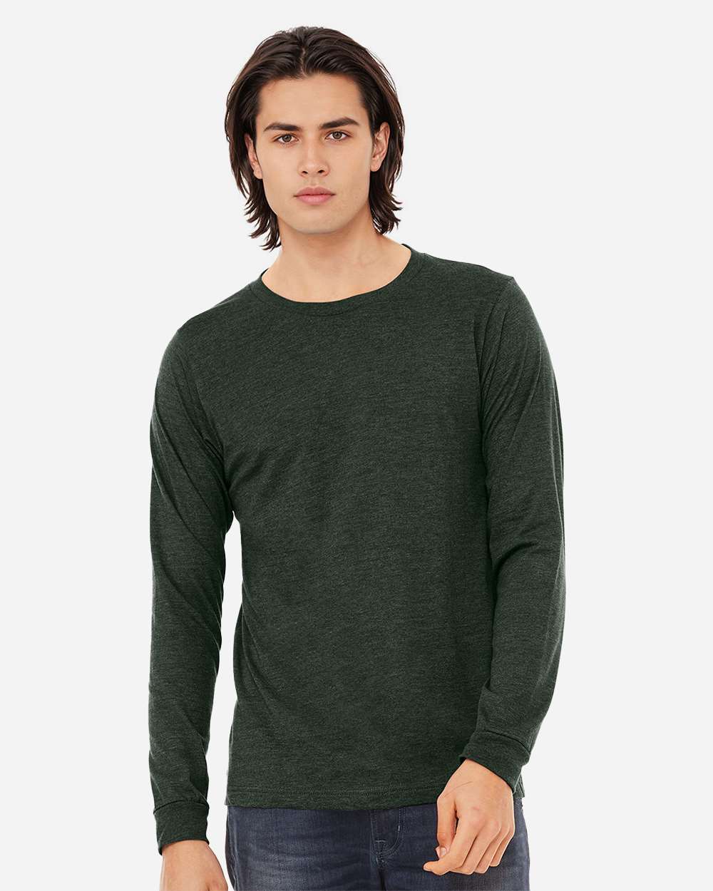 Heather CVC Long Sleeve Tee - OnModelFront - B02906572 - Heather Forest