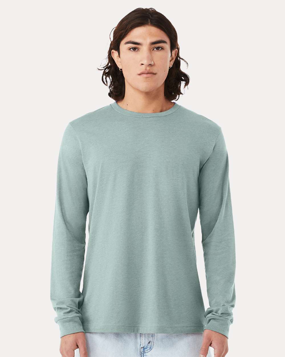 Heather CVC Long Sleeve Tee - OnModelFront - B02906972 - Heather Dusty Blue