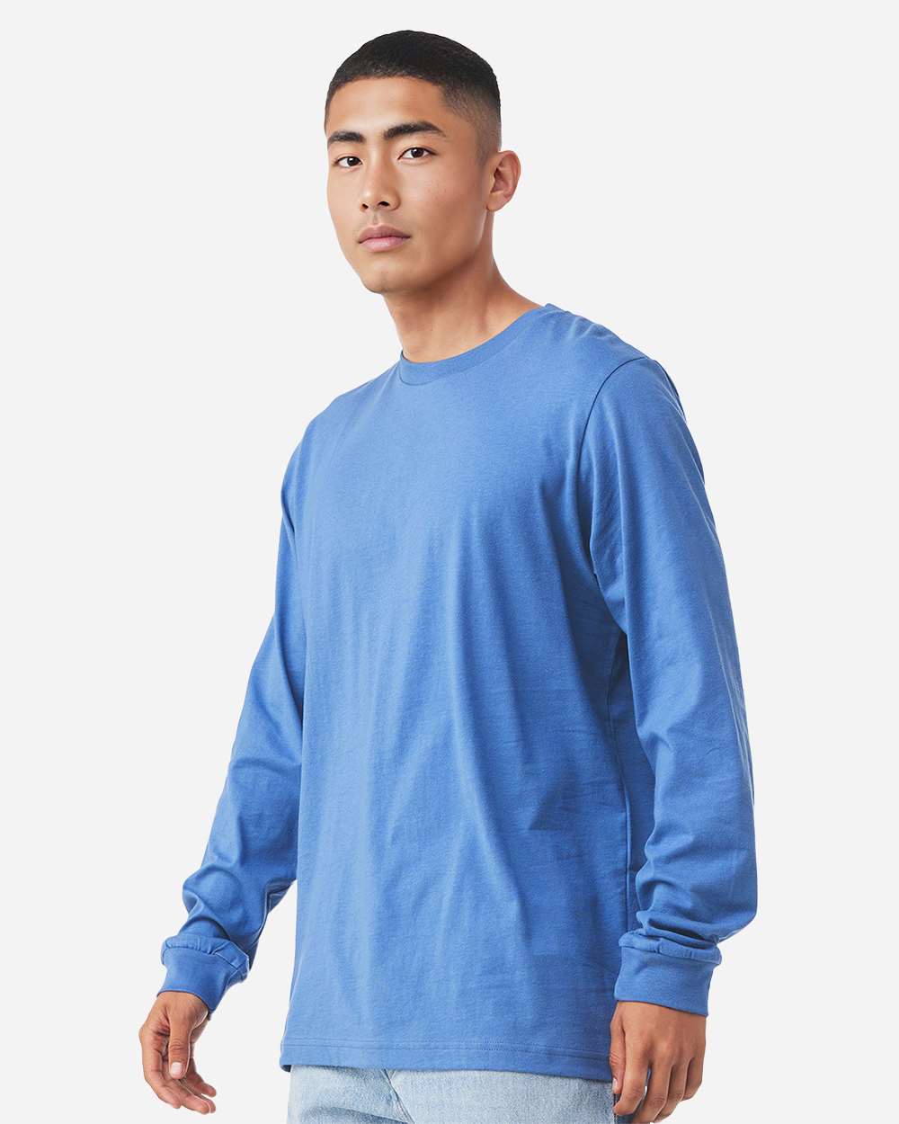 Heather CVC Long Sleeve Tee - OnModelSide - B02906042 - Heather Columbia Blue