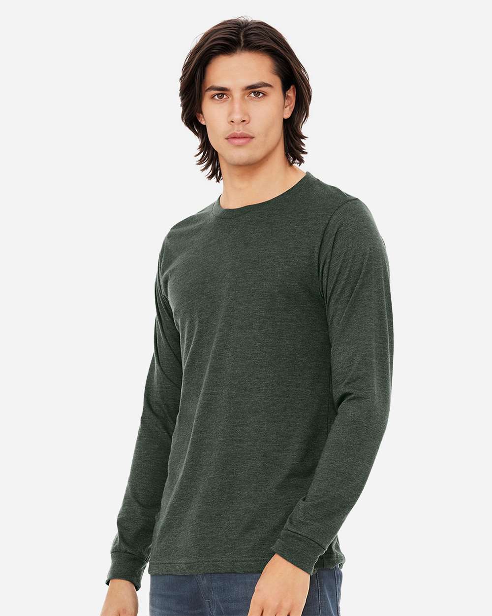 Heather CVC Long Sleeve Tee - OnModelSide - B02906572 - Heather Forest