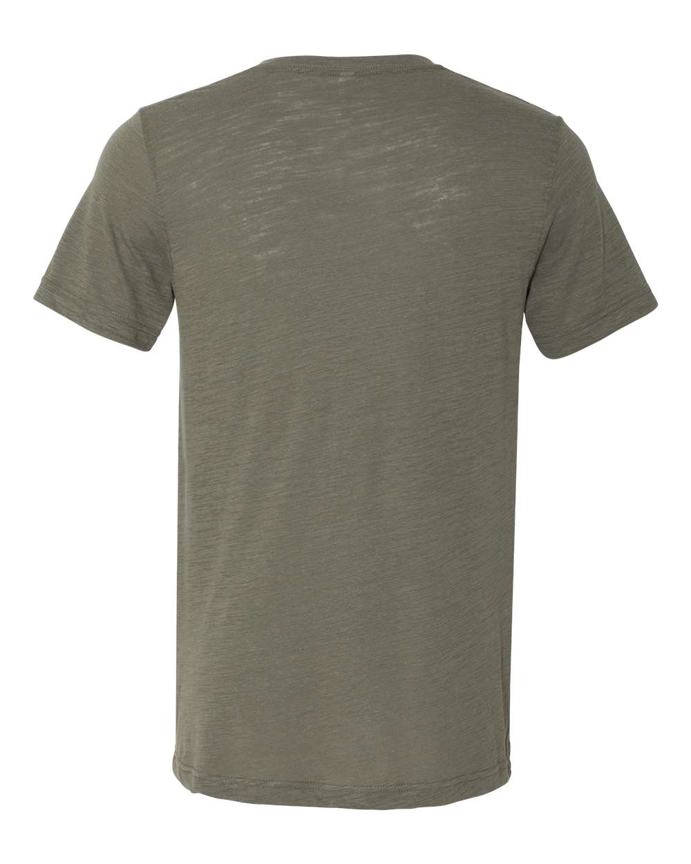 Unisex Textured Jersey V-Neck Tee - Back - B03406142 - Olive Slub