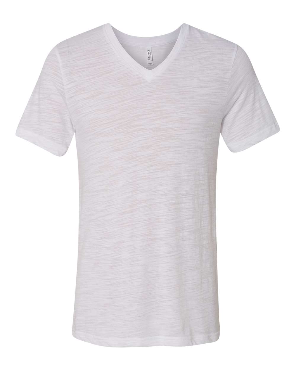 Unisex Textured Jersey V-Neck Tee - Front - B03406032 - White Slub