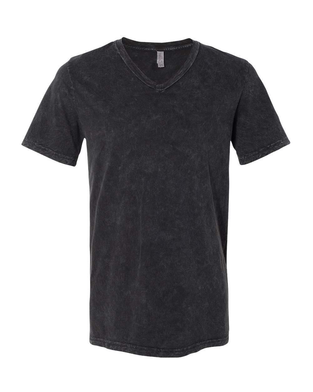 Unisex Textured Jersey V-Neck Tee - Front - B03406102 - Black Mineral Wash