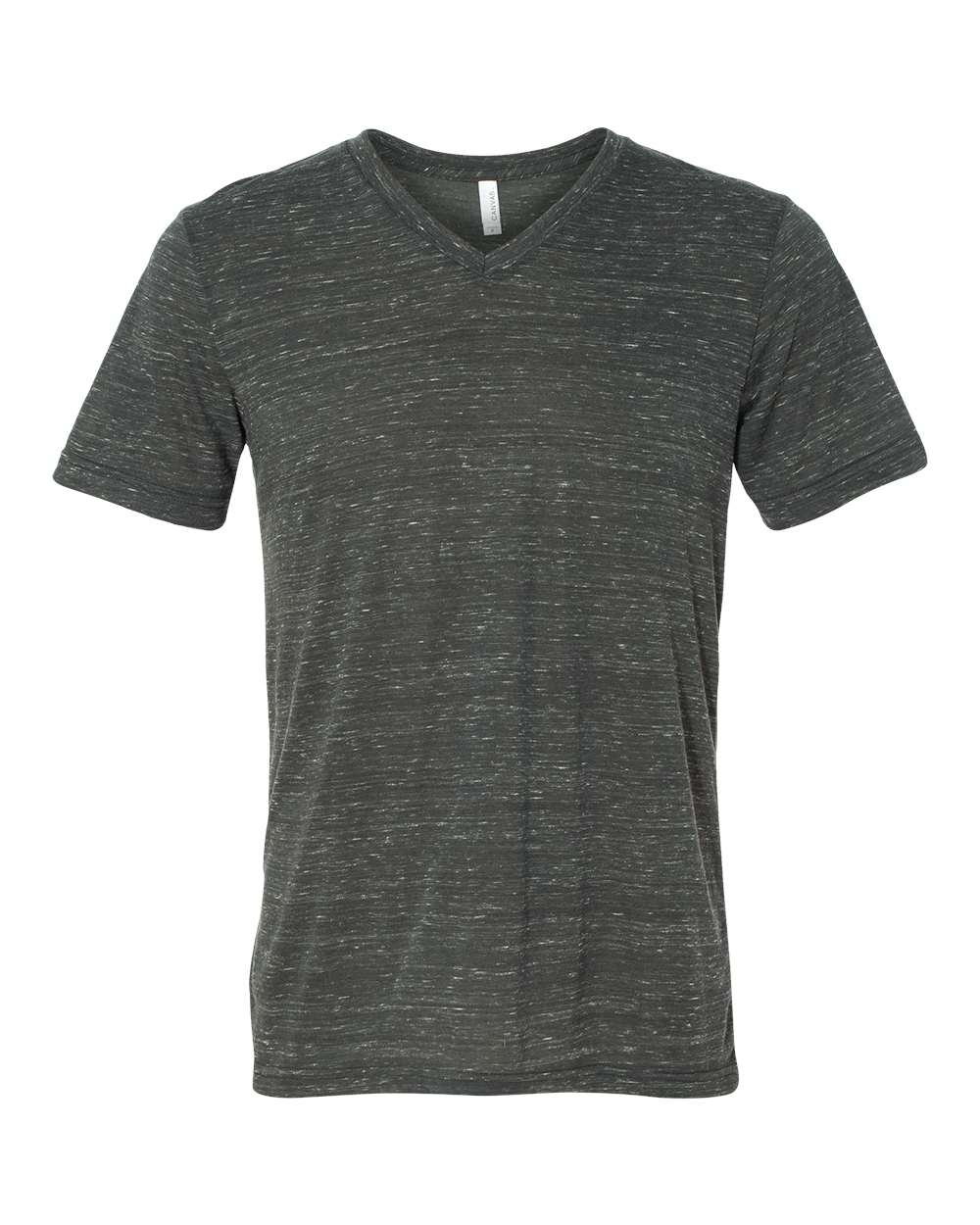 Unisex Textured Jersey V-Neck Tee - Front - B03406122 - Charcoal Marble