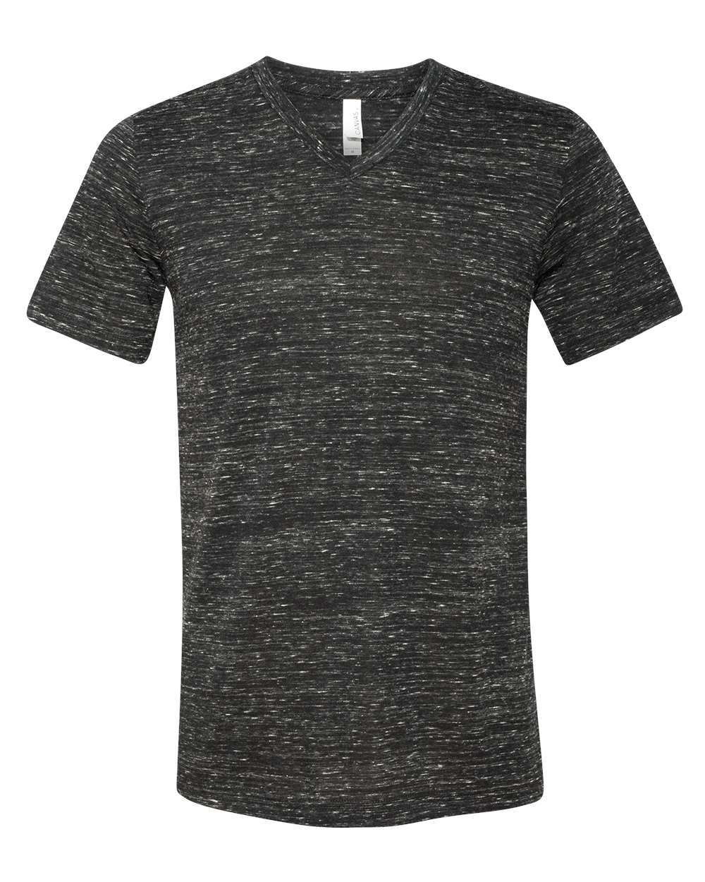 Unisex Textured Jersey V-Neck Tee - Front - B03406512 - Black Marble