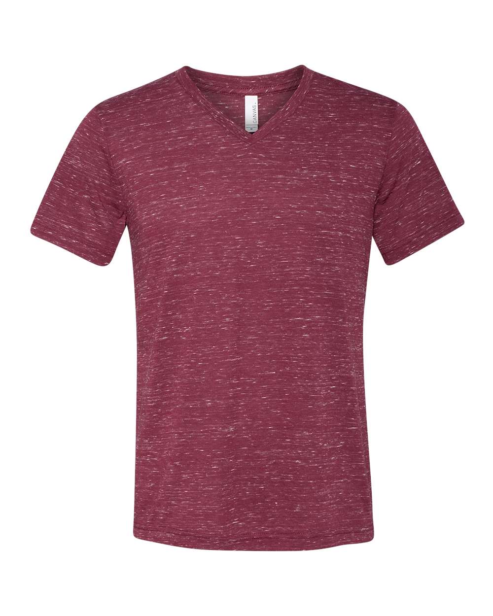 Unisex Textured Jersey V-Neck Tee - Front - B03406532 - Maroon Marble