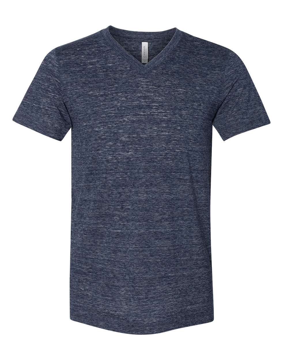 Unisex Textured Jersey V-Neck Tee - Front - B03406652 - Navy Slub