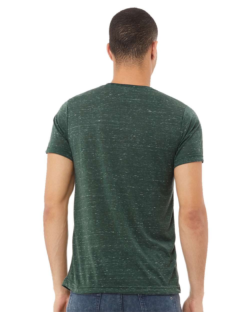 Unisex Textured Jersey V-Neck Tee - OnModelBack - B03406542 - Forest Marble