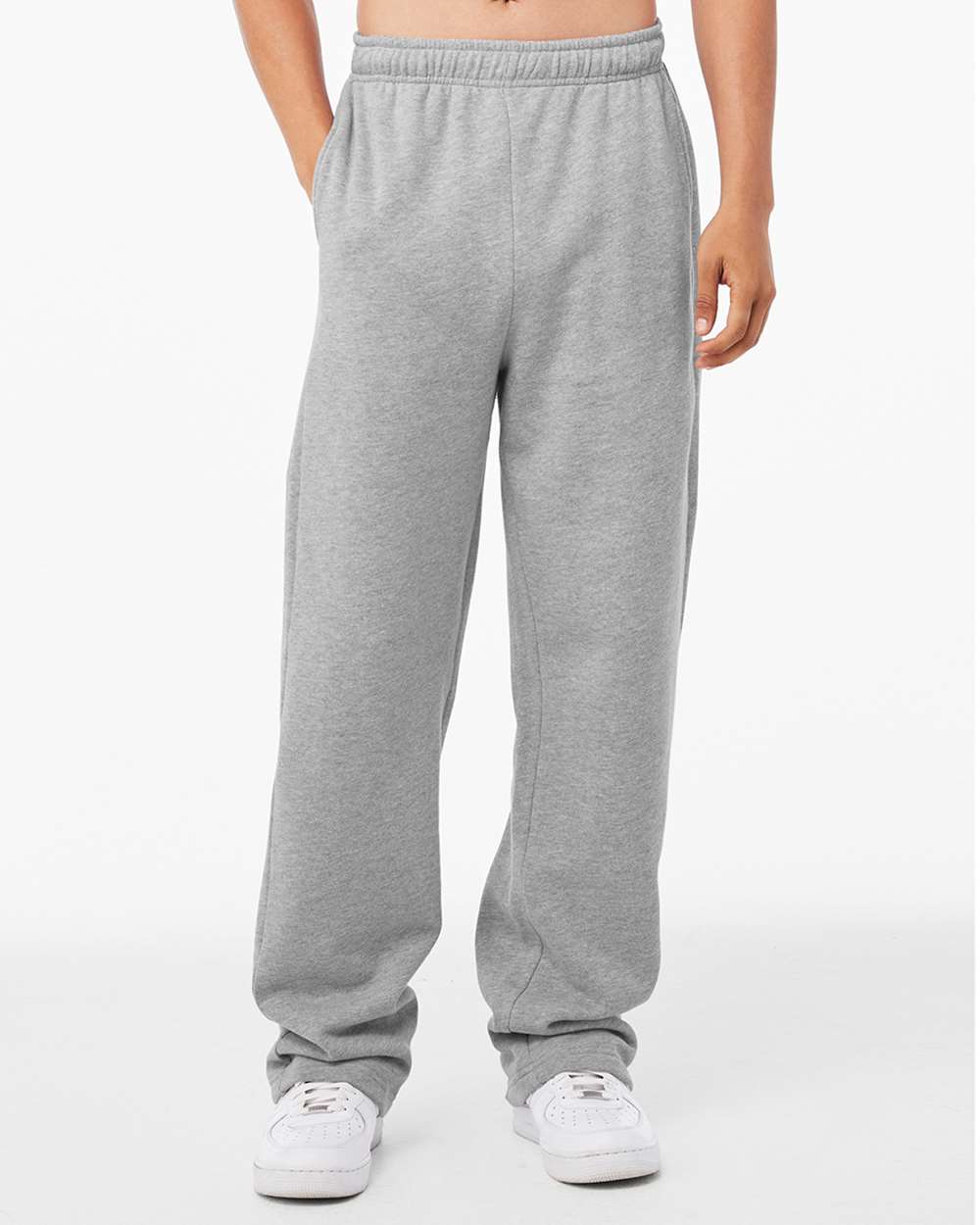 Unisex Sponge Fleece Straight Leg Sweatpants - OnModelFront - B07406582 - Athletic Heather