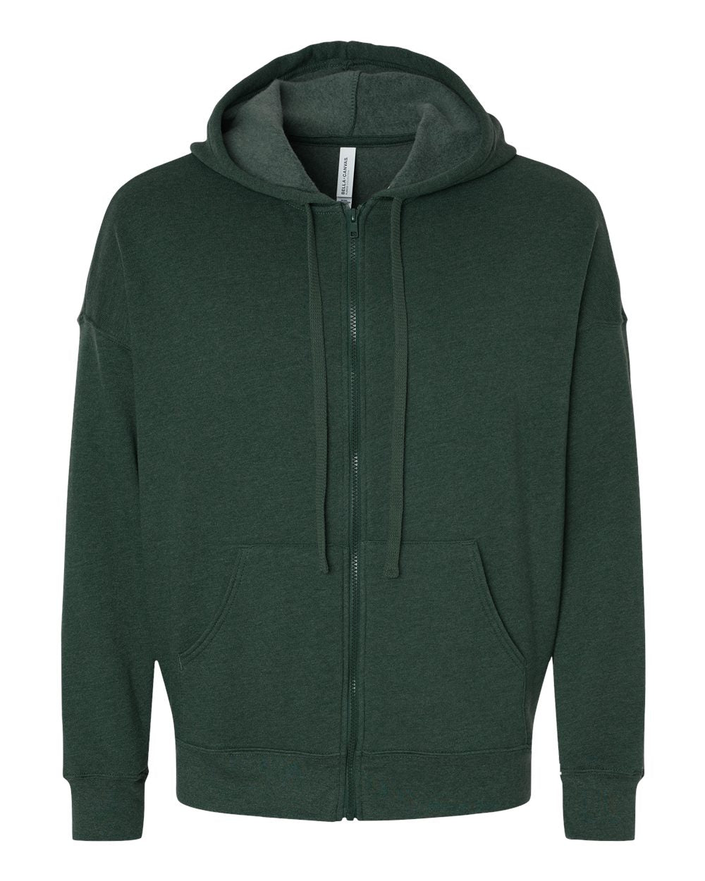 Unisex Sponge Fleece DTM Full-Zip Hoodie - Front - B07806572 - Heather Forest