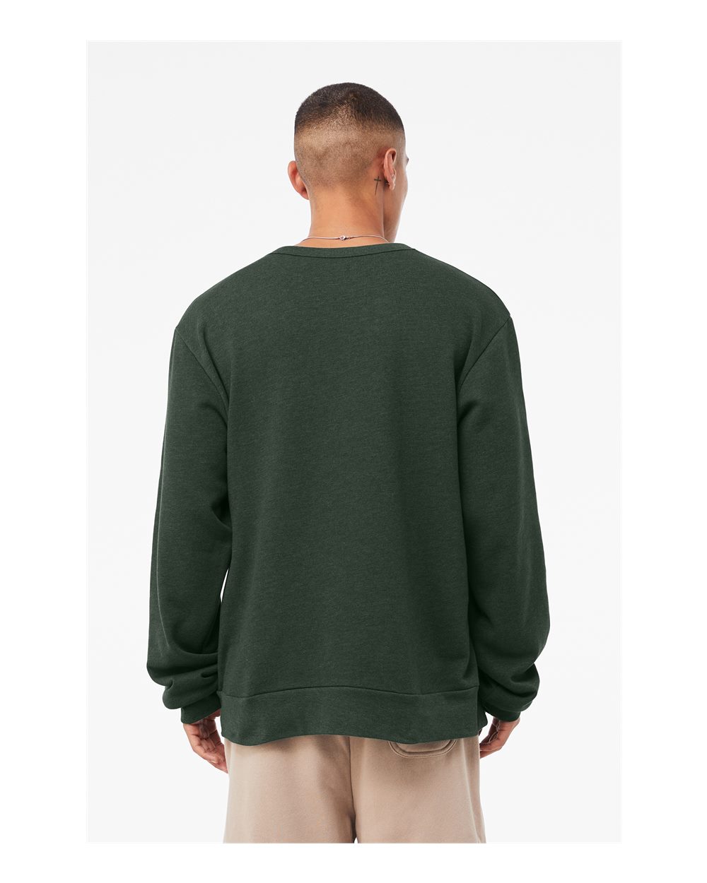 Unisex Sponge Fleece Classic Crewneck Sweatshirt - OnModelBack - B08006572 - Heather Forest