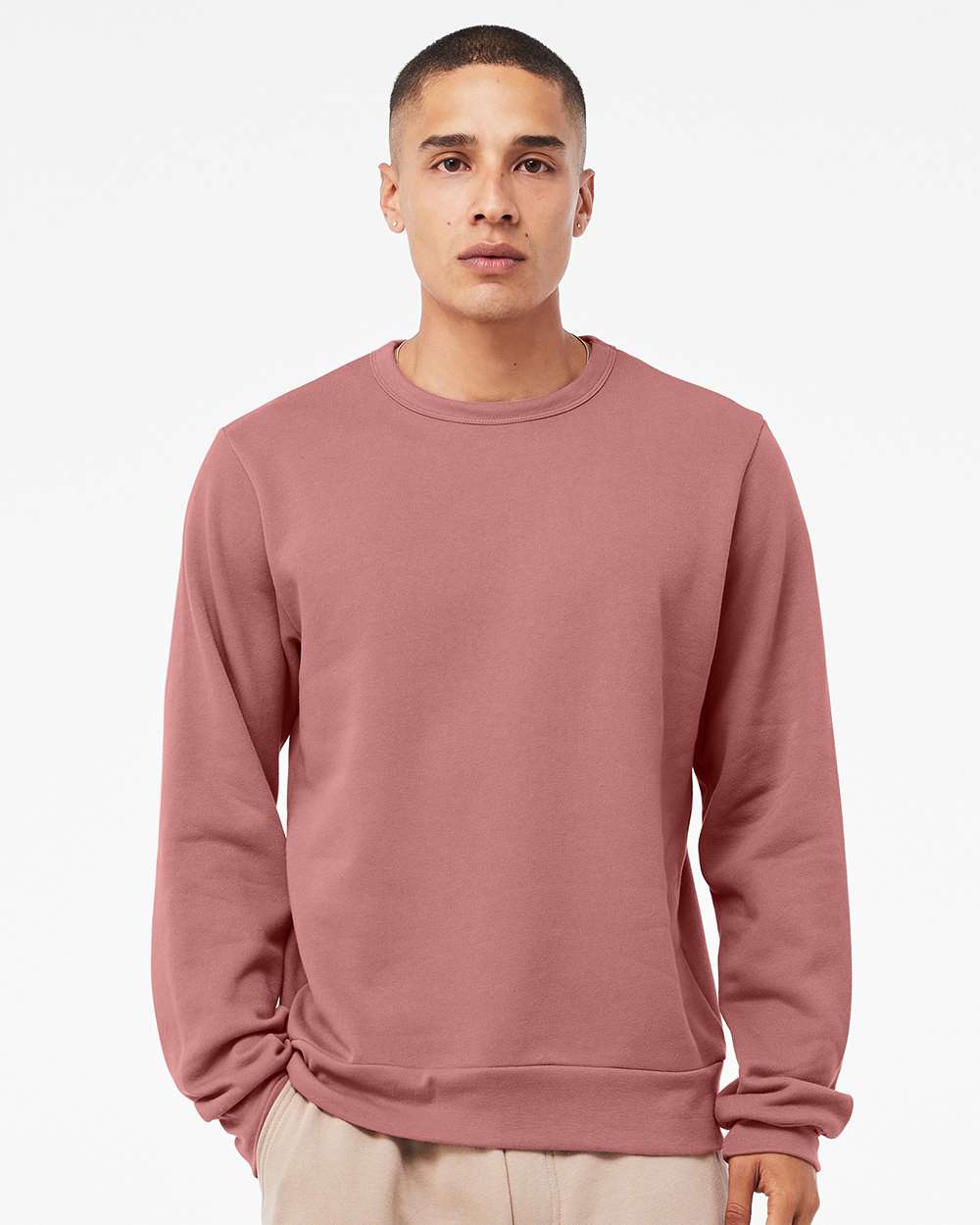 Unisex Sponge Fleece Classic Crewneck Sweatshirt - OnModelFront - B08006272 - Mauve