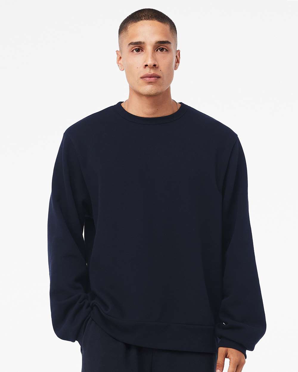 Unisex Sponge Fleece Classic Crewneck Sweatshirt - OnModelFront - B08006652 - Navy