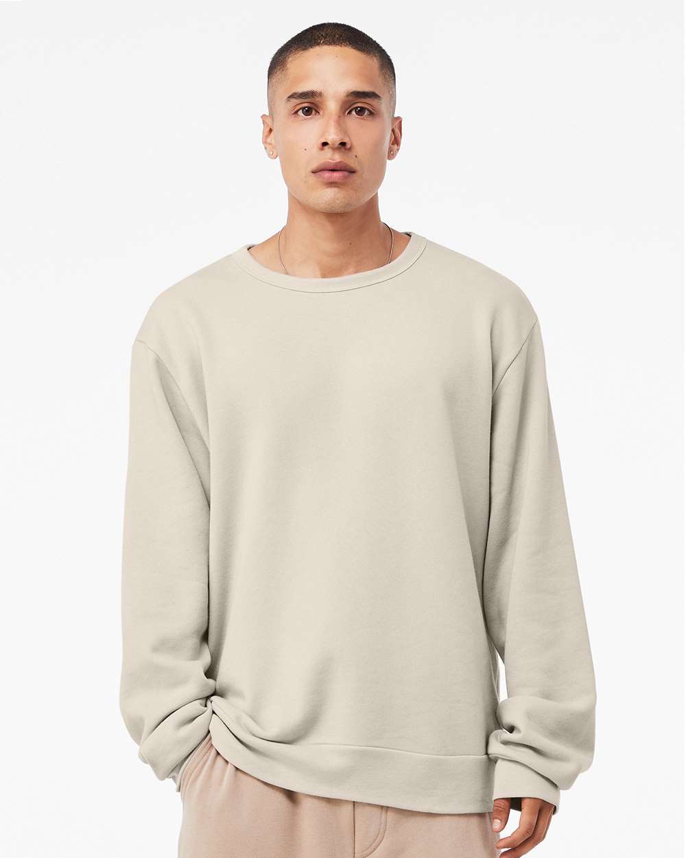 Unisex Sponge Fleece Classic Crewneck Sweatshirt - OnModelFront - B08006982 - Heather Dust