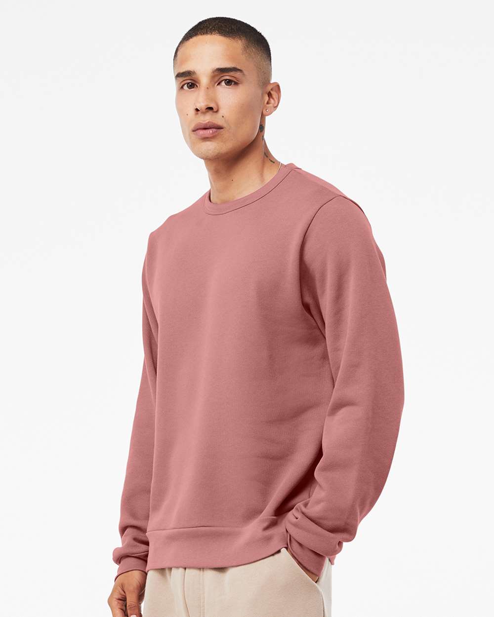 Unisex Sponge Fleece Classic Crewneck Sweatshirt - OnModelSide - B08006272 - Mauve