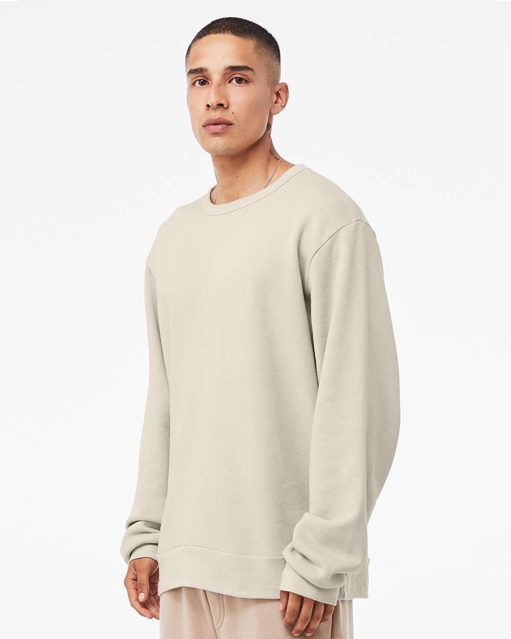 Unisex Sponge Fleece Classic Crewneck Sweatshirt - OnModelSide - B08006982 - Heather Dust
