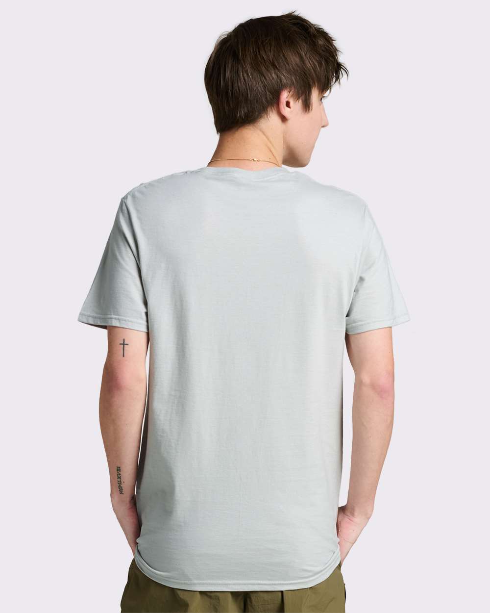 Premium Cotton T-Shirt - OnModelBack - B01335092 - Limestone