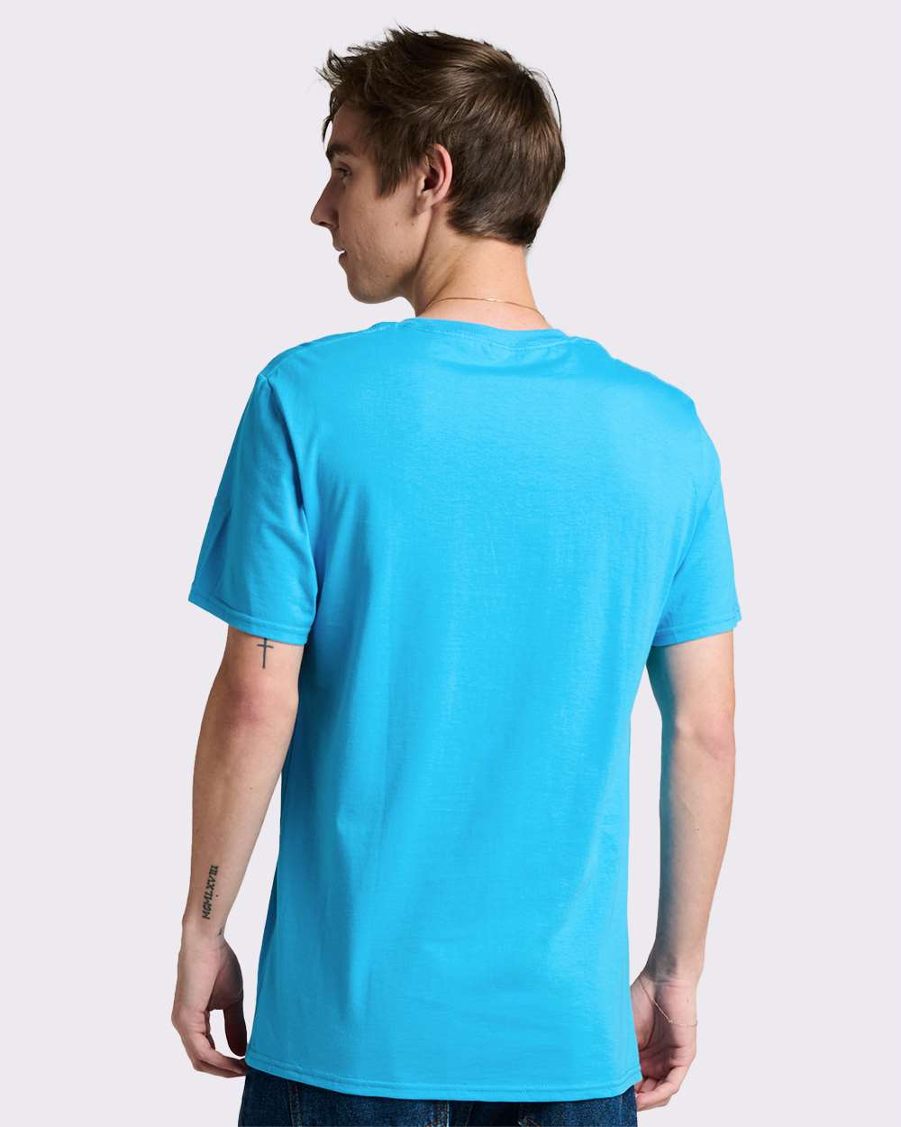 Premium Cotton T-Shirt - OnModelBack - B01335142 - Soul Blue