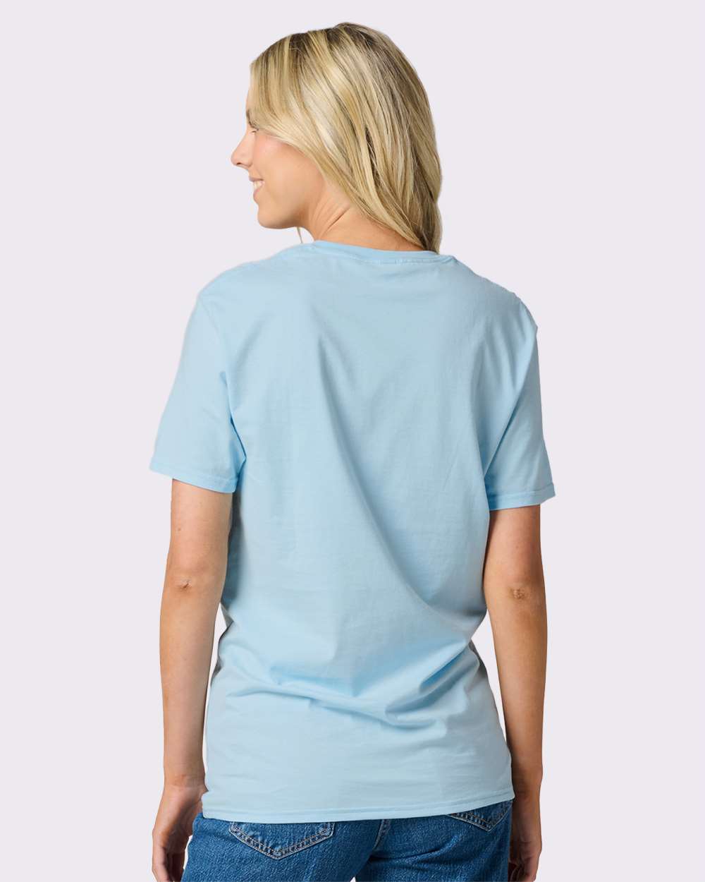 Premium Cotton T-Shirt - OnModelBack - B01335252 - Breezy Blue