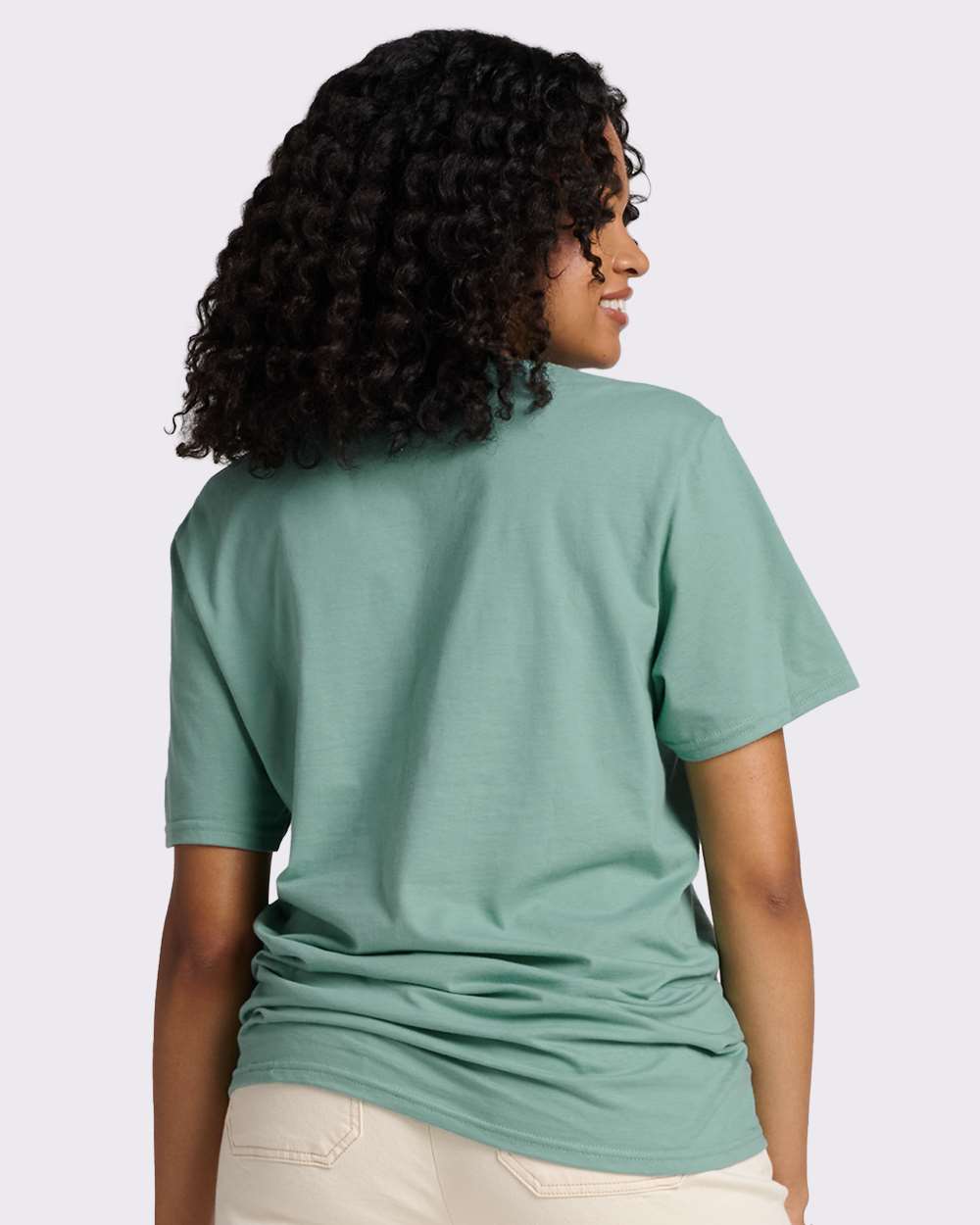 Premium Cotton T-Shirt - OnModelBack - B01335392 - Sage