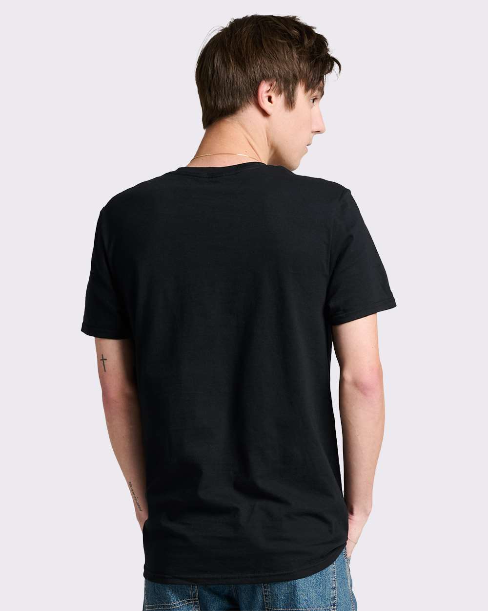 Premium Cotton T-Shirt - OnModelBack - B01335502 - Black Ink