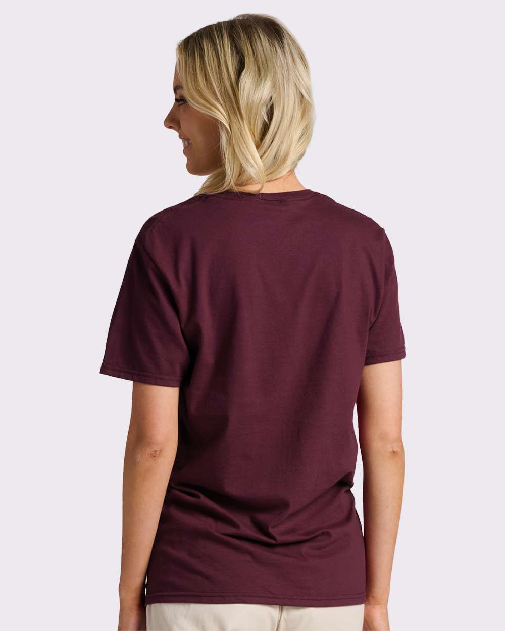 Premium Cotton T-Shirt - OnModelBack - B01335532 - Maroon