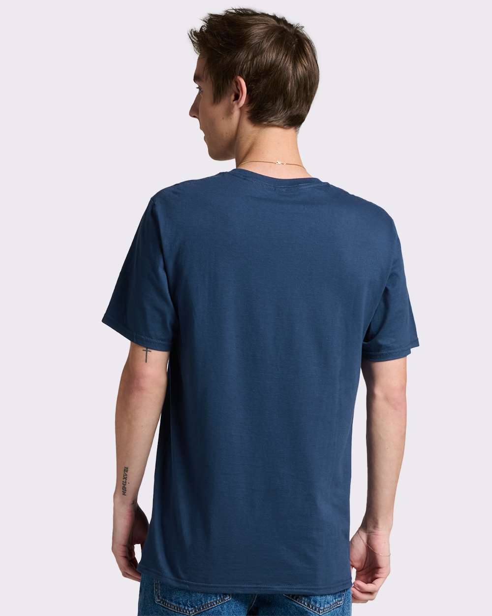 Premium Cotton T-Shirt - OnModelBack - B01335652 - Washed Navy