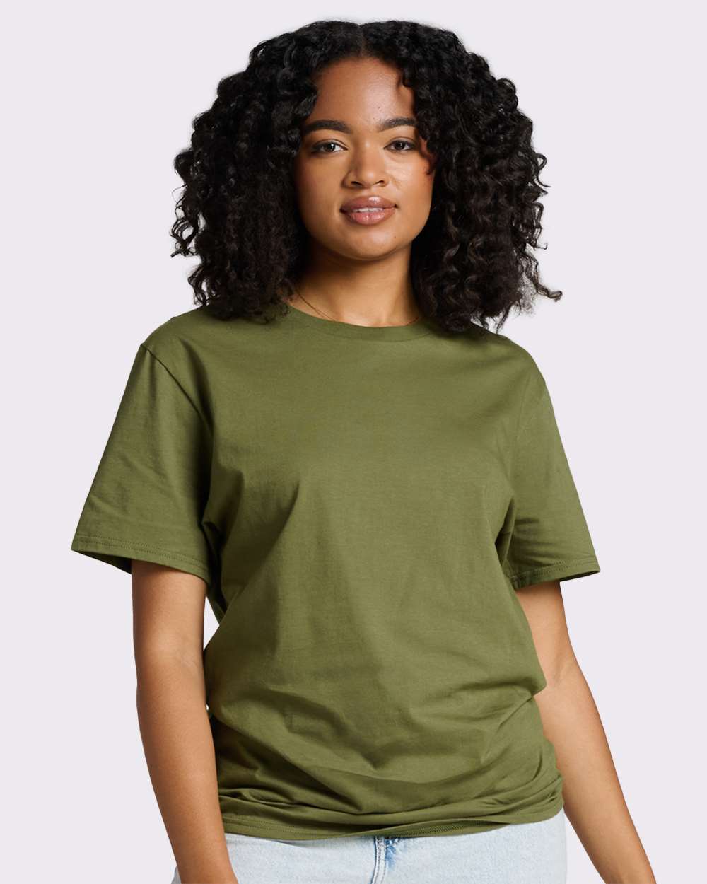Premium Cotton T-Shirt - OnModelFront - B01335123 - Olive Oil