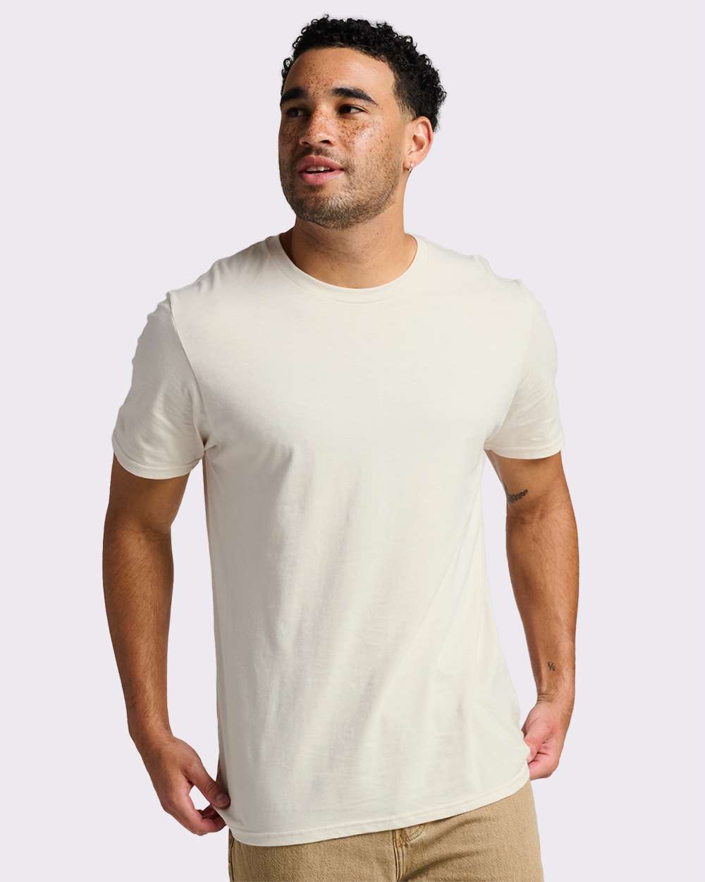 Premium Cotton T-Shirt - OnModelFront - B01335242 - Sweet Cream Heather