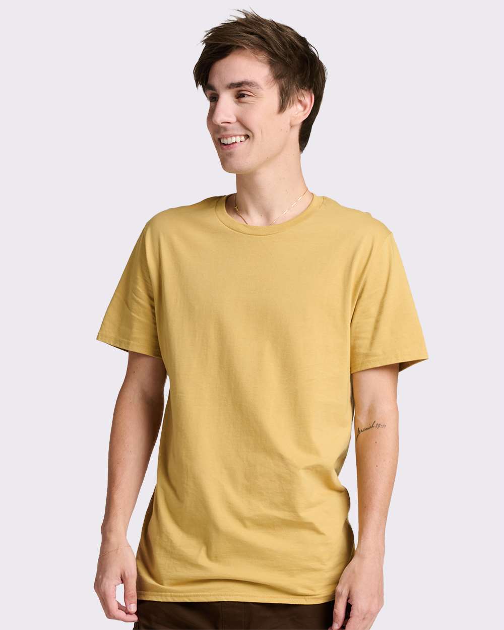 Premium Cotton T-Shirt - OnModelFront - B01335552 - Butterscotch