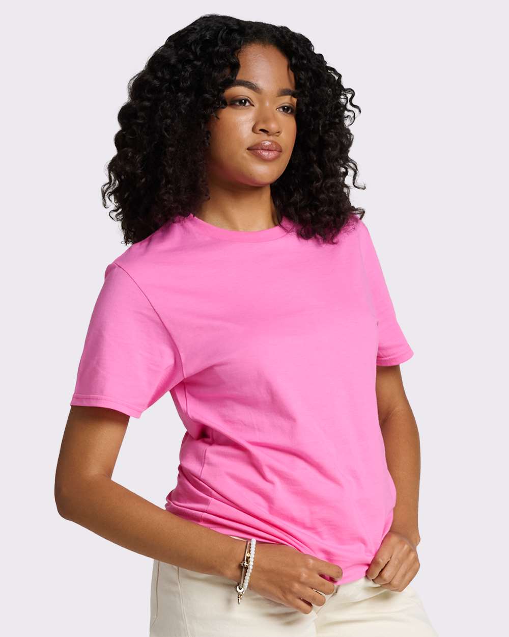 Premium Cotton T-Shirt - OnModelSide - B01335102 - Bubblegum