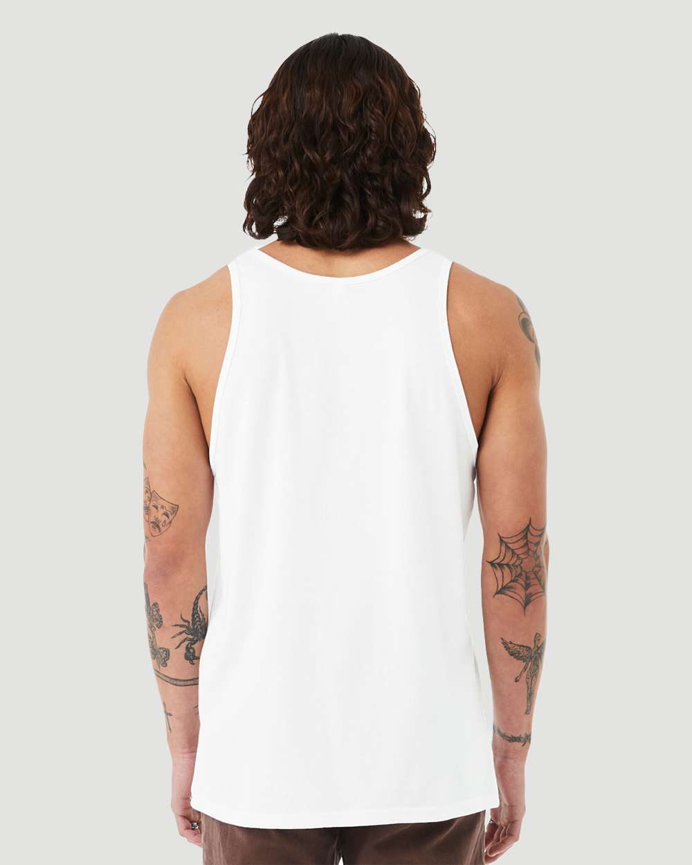 Unisex Heather CVC Tank - OnModelBack - B00006012 - Solid White Blend