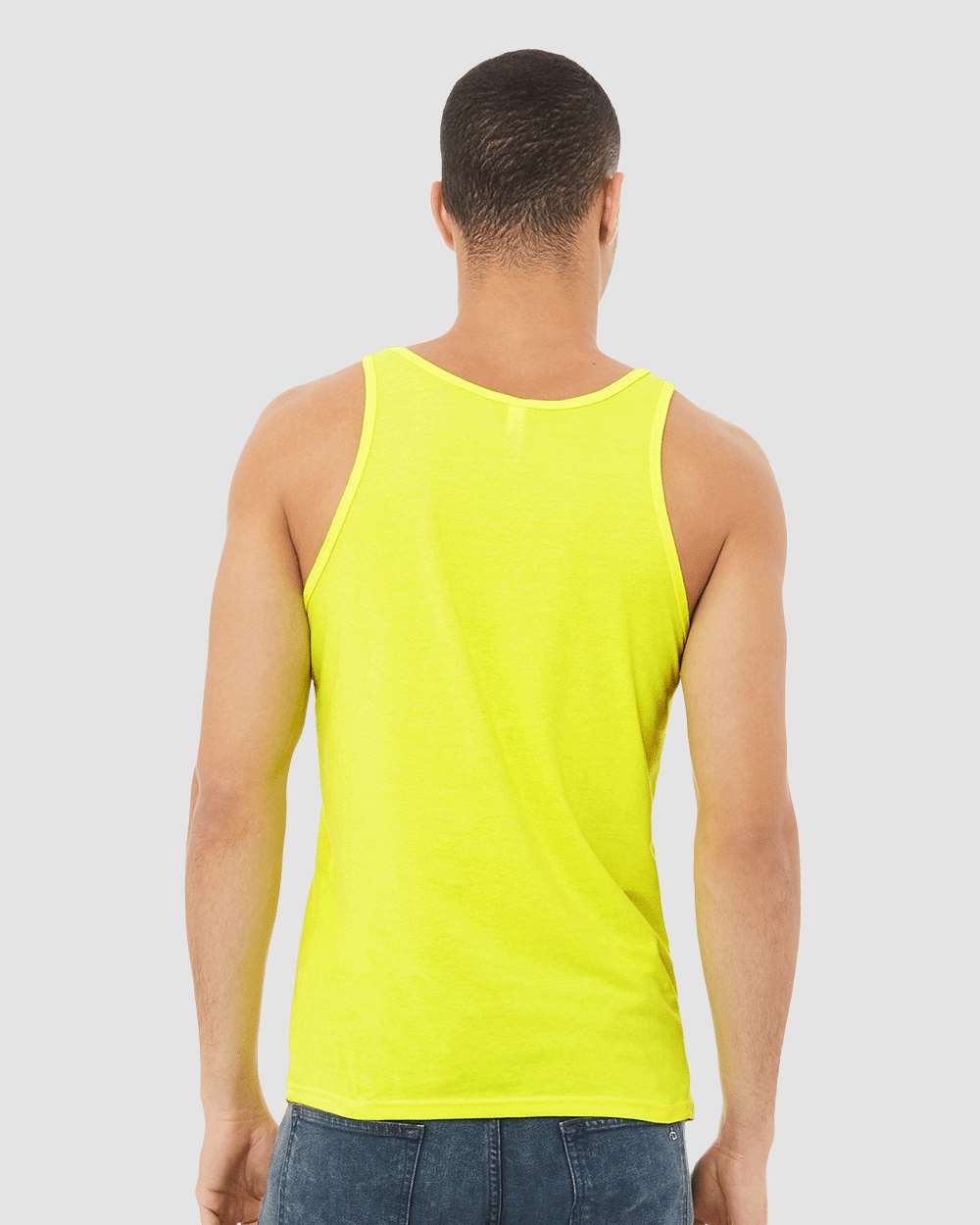 Unisex Heather CVC Tank - OnModelBack - B00006052 - Neon Yellow