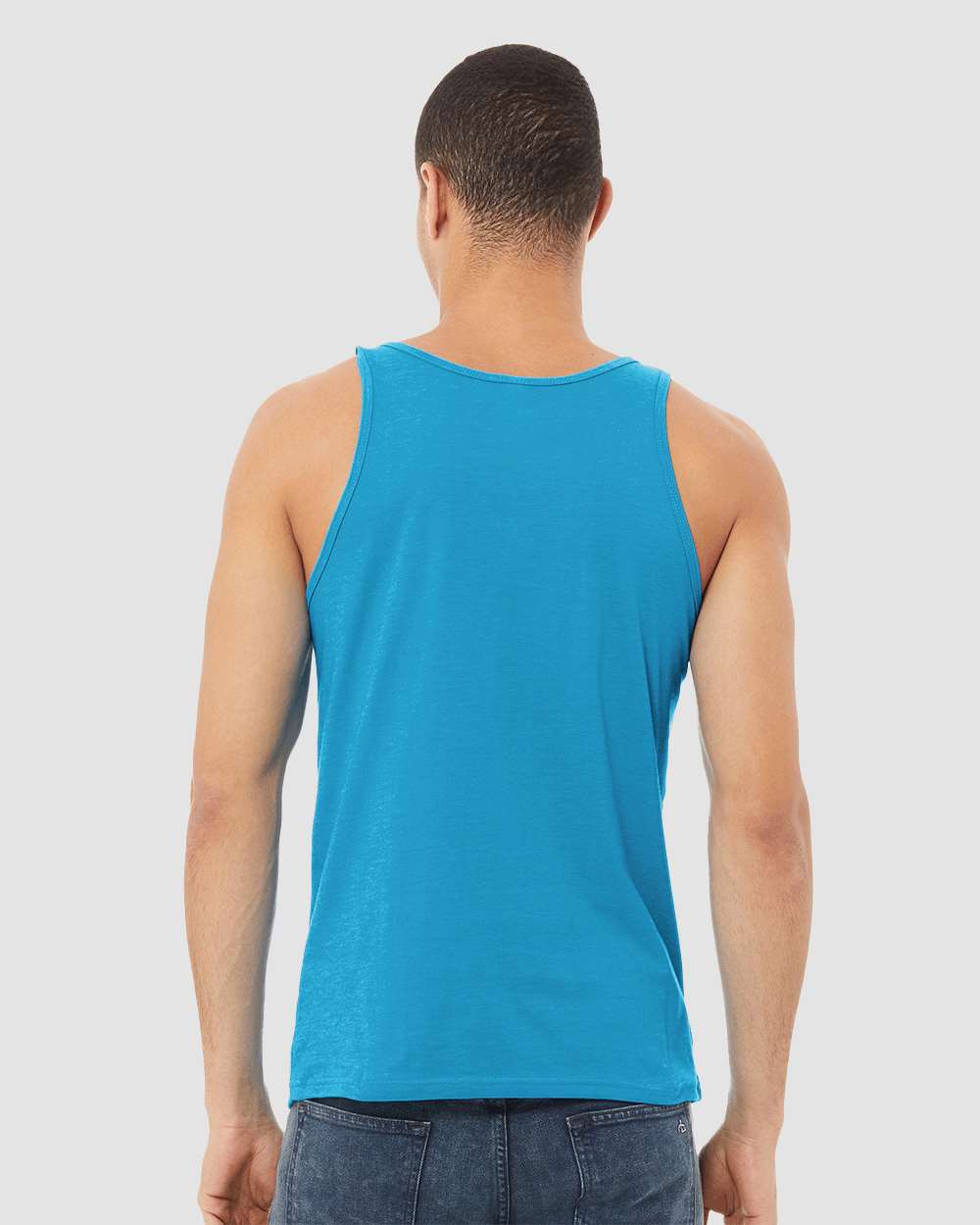 Unisex Heather CVC Tank - OnModelBack - B00006062 - Neon Blue